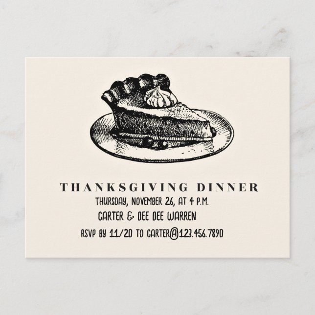 Piece of pie - thanksgiving invitation (Front)