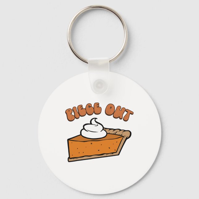 Piece Out Pie Retro Funny Thanksgiving Fall Groovy Keychain (Front)