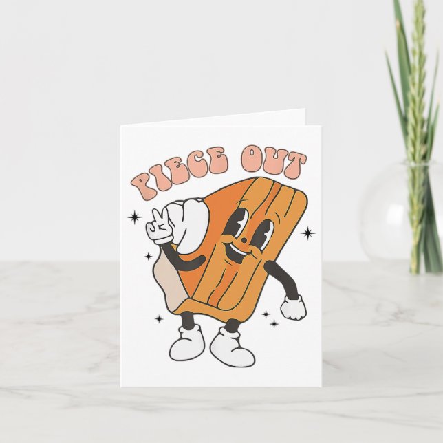 Piece Out Pumpkin Pie Retro Thanksgiving Fall Vibe Card (Front)