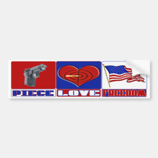 PIECE  (PEACE)  LOVE (HEART)  FREEDOM (USA FLAG) BUMPER STICKER
