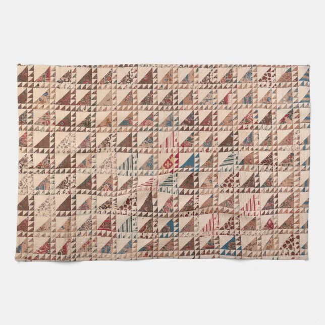 Pieced quilt in neutral colours kitchen towel (Horizontal)