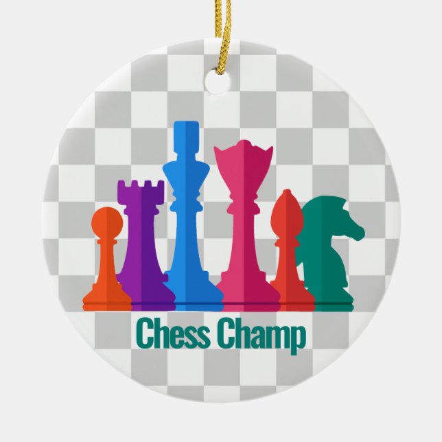Pièces d'échecs colorées Ornement de conception (Devant)
