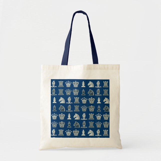 Pièces d'échecs dans le sac bleu de rangées (Devant)