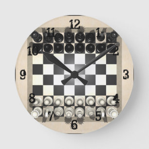 Pièces d'échecs d'échiquier et : Horloge murale