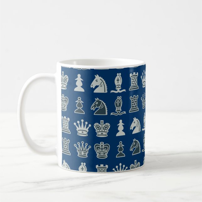 Pièces d'échecs en rangées Mug Bleu (Gauche)