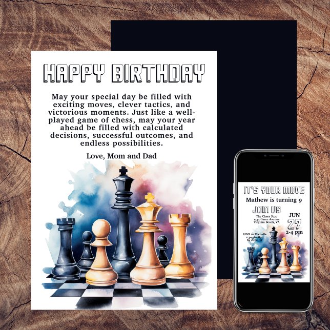 Pièces d'échecs Galaxy Chess moderne Carte d'anniv (Galaxy Chess Pieces Modern Chess Birthday Card)