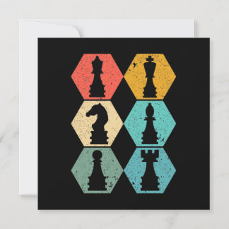 Pièces d'échecs Vintages uniques Carte de voeux co
