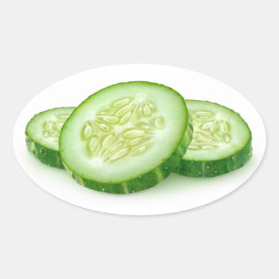 Pieces of cucumber oval sticker