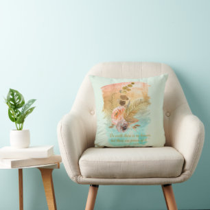 Pieces of Heaven Quote Boho Flowers Throw Pillow