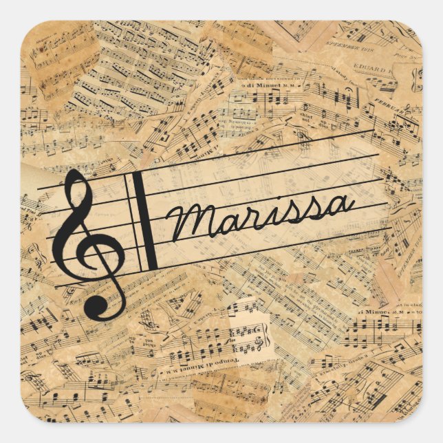 Pieces of Vintage Music ID389 Square Sticker (Front)