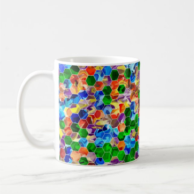 Piecewise Horizontal Hexagons Swirl 11oz Mug (Left)