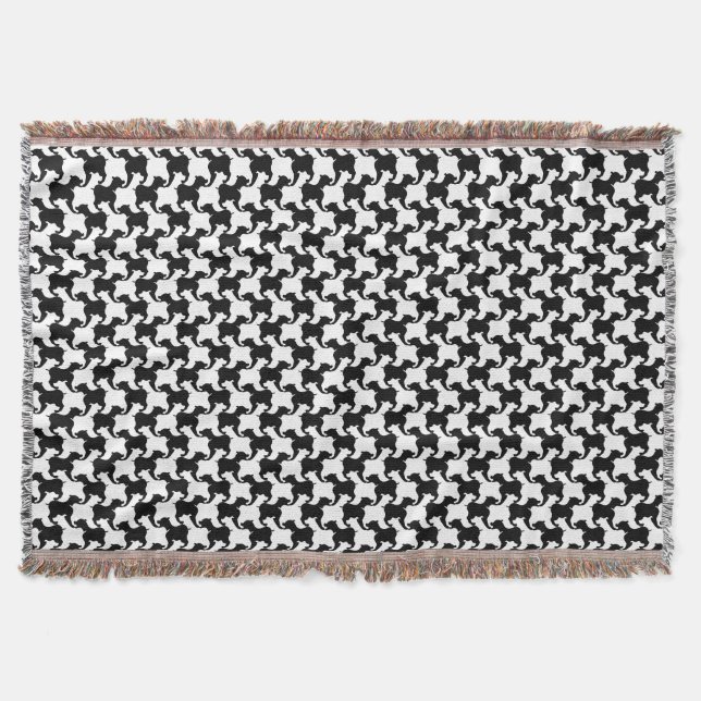 Pied blanc noir avec chiens Jeter la couverture (Devant)