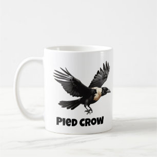 Pied crow with wings open coffee mug