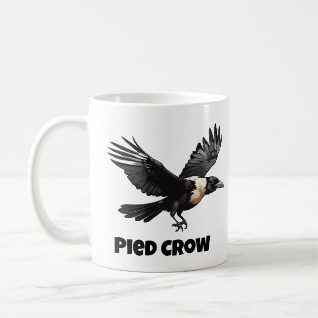 Pied crow with wings open coffee mug (Left)