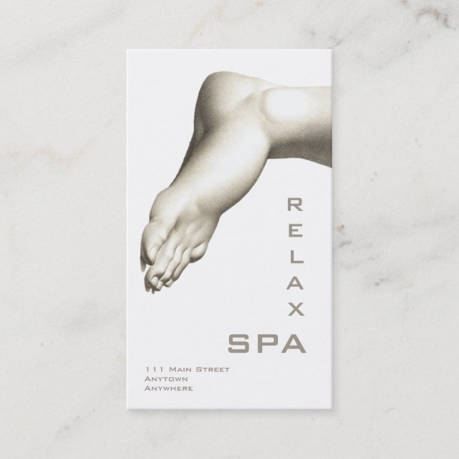 Pied élégant - carte pour le SPA, pédicurie, (Devant)