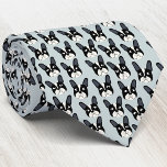 Pied French Bulldog Green Neck Tie<br><div class="desc">A fun little black and white Pied French Bulldog or Frenchie pattern on a duck egg blue background. Great for all dog lovers, pet sitters, dog walkers and veterinarians. Original art by Nic Squirrell.</div>