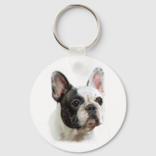 Pied French Bulldog keyring