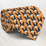 Pied French Bulldog Orange Neck Tie<br><div class="desc">A fun little black and white Pied French Bulldog or Frenchie pattern on an orange background. Great for all dog lovers, pet sitters, dog walkers and veterinarians. Original art by Nic Squirrell.</div>