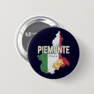 Piedmont Italy Retro Region Map Vintage Pasta 2 Inch Round Button