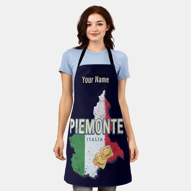 Piedmont Italy Retro Region Map Vintage Pasta Apron (Worn)