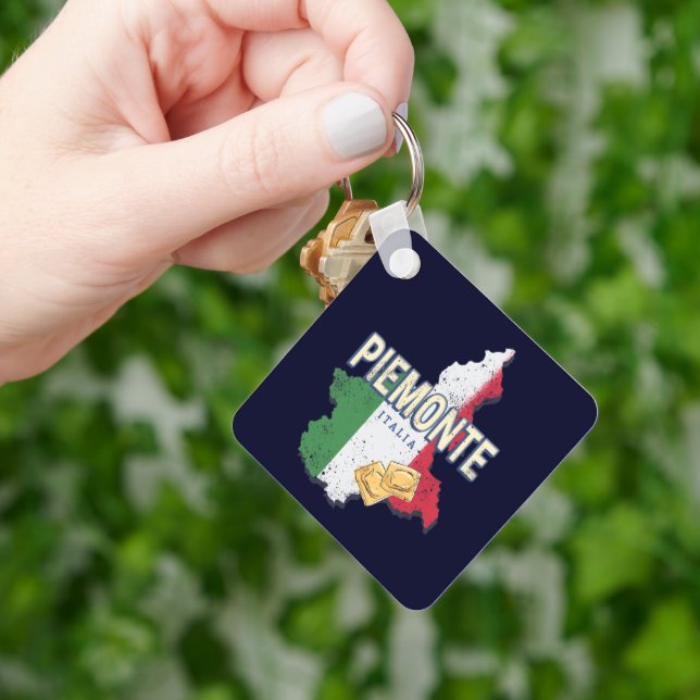 Piedmont Italy Retro Region Map Vintage Pasta Keychain (Hand)