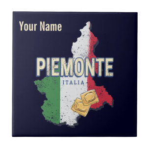 Piedmont Italy Retro Region Map Vintage Pasta Tile