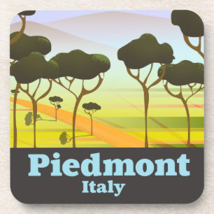 Piedmont Italy travel poster Coaster