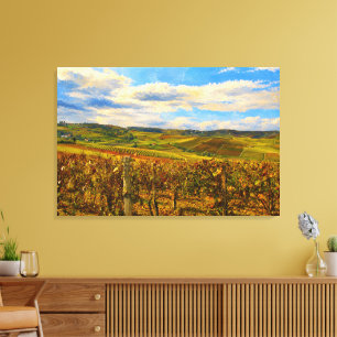 Piedmont Vineyard Landscape Stretched Canvas Art