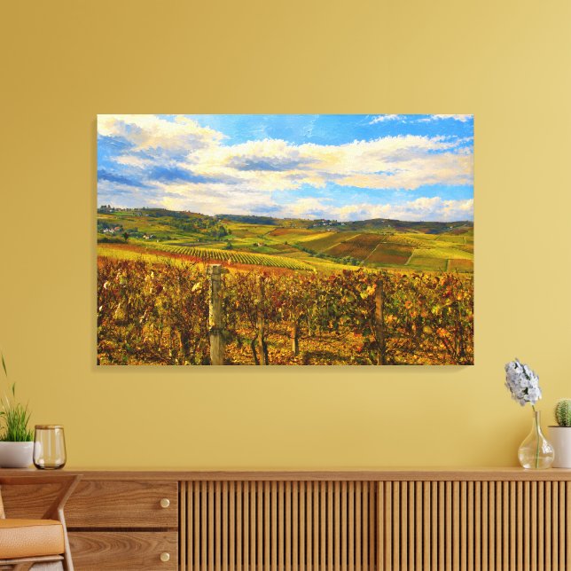 Piedmont Vineyard Landscape Stretched Canvas Art (Insitu(LivingRoom))