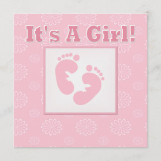 Pieds bébé C'est une fille Invitation Baby shower
