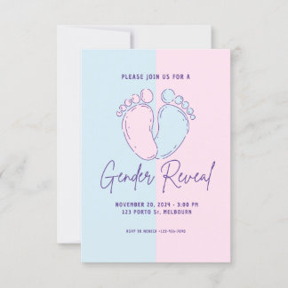 Pieds bébé Genre Révéler Surprise Invitation