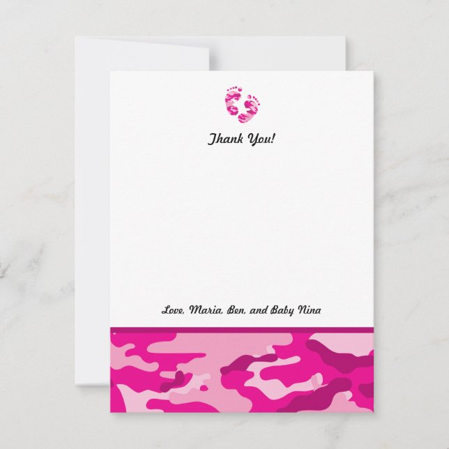 Pieds de notes de Merci de baby shower de Camo de (Devant)