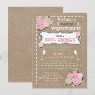 Pieds nus et invitations baby showers de Bubbly en