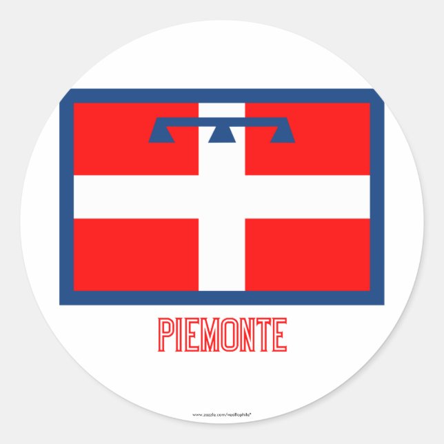 Piemonte flag with name classic round sticker (Front)