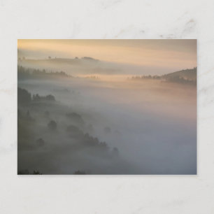 Pieniny sunrise fog postcard