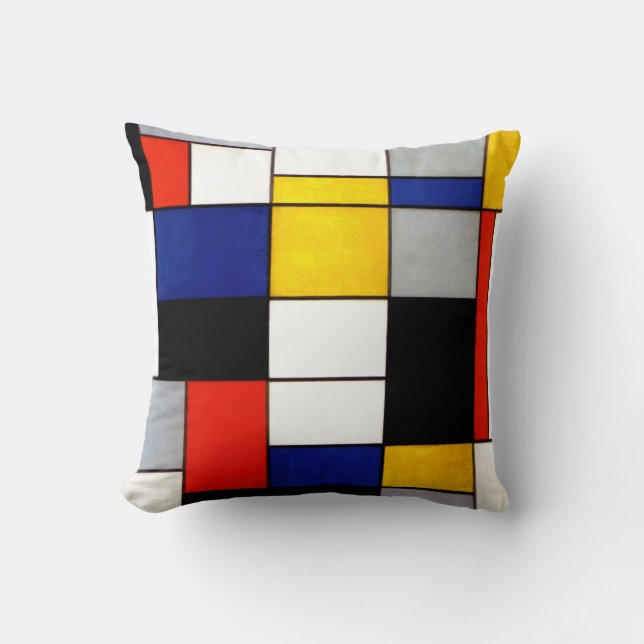 Pient Mondrian Style Fauvism Dutch art Throw Pillow (Front)
