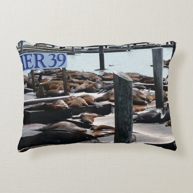Pier 39 Sea Lions Decorative Pillow (Front)