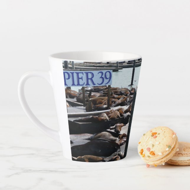Pier 39 Sea Lions Latte Mug (In Situ)