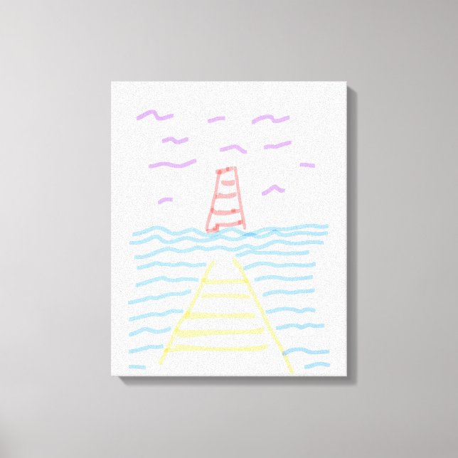Pier and Lighthouse Stretched Canvas Print (Front)