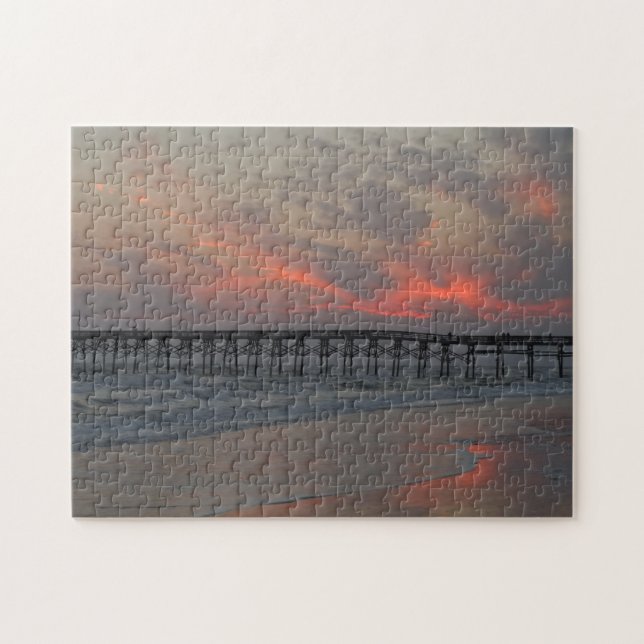 Pier and Sunset - Oak Island, NC Jigsaw Puzzle (Horizontal)