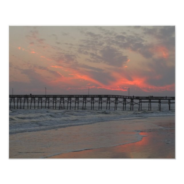 Pier and Sunset - Oak Island, NC Photo Print (Front)