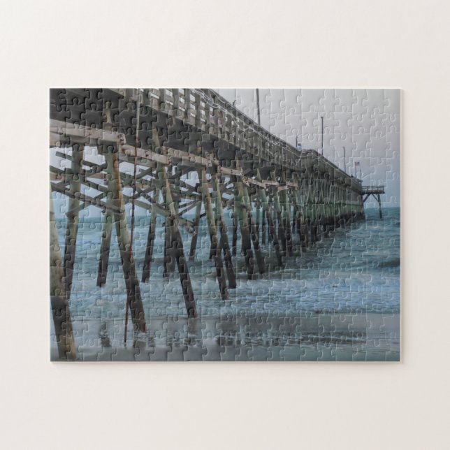 Pier and Waves - Oak Island, North Carolina Jigsaw Puzzle (Horizontal)