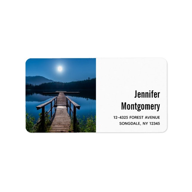 Pier at Night under a Full Moon Label (Front)