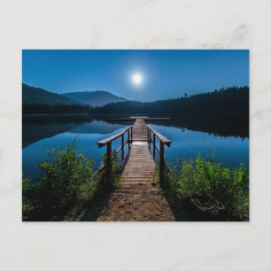 Pier at Night under a Full Moon Postcard