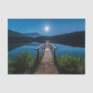 Pier at Night under a Full Moon Tissue Paper