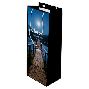 Pier at Night under a Full Moon Wine Gift Bag