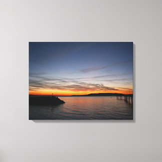 Pier at sunset canvas print