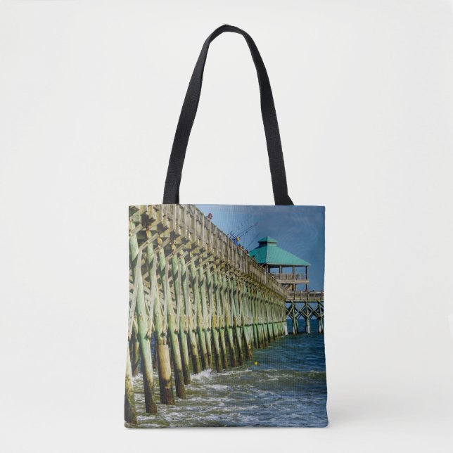 Pier Fishing Tote Bag (Front)