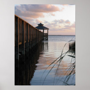 Pier & Gazebo at Sunset, Outer Banks NC Poster
