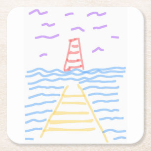 Pier Lighthouse Paper Coaster